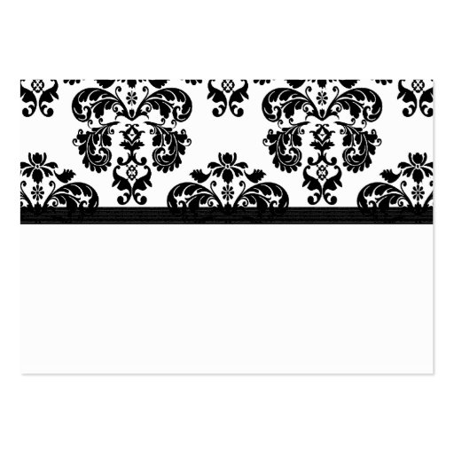 Black and White Damask Wedding Reception Cards Business Card (back side)