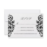 Black and White Damask Wedding RSVP Cards Personalized Invites