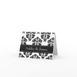 Black and White Damask Wedding Thank You Note Card