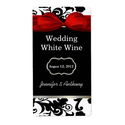 Black and White Damask Wedding Wine Labels by DizzyDebbie