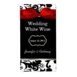Black and White Damask Wedding Wine Labels