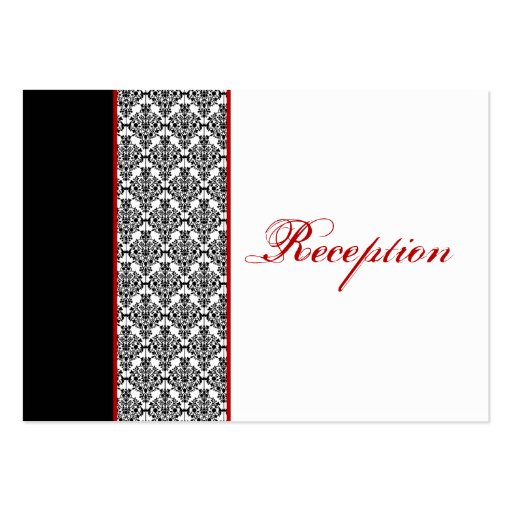 Black and White Damask with Red Enclosure Card Business Card