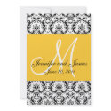 Black and White Damask Yellow Save The Date invitation