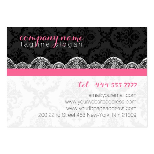 Black And White Damasks And Lace Wedding Planer Business Card (back side)