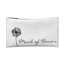 Black and White Dandelion Maid of Honor Makeup Bags