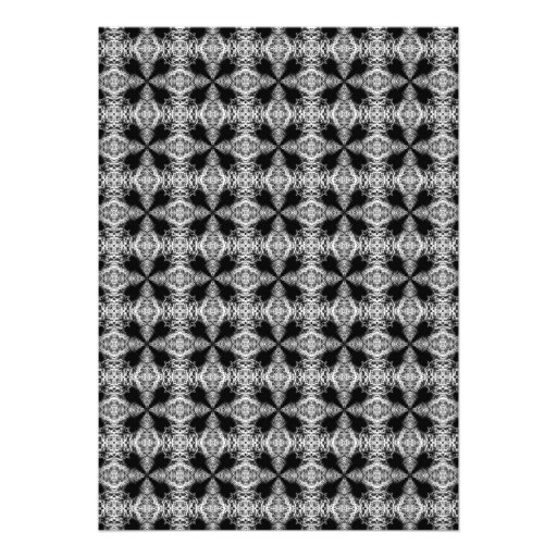 Black and White Decorative Pattern Quinceanera Custom Invites
