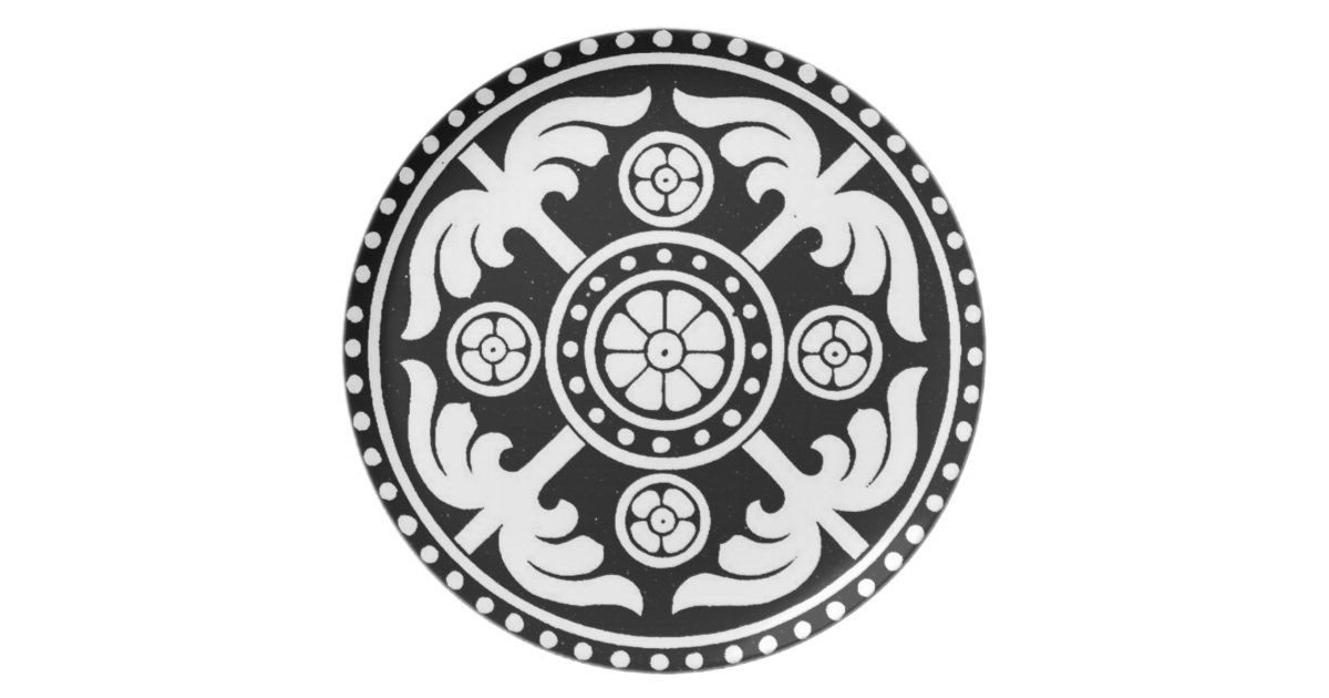 BLACK AND WHITE DECORATIVE PLATE DESIGN Zazzle