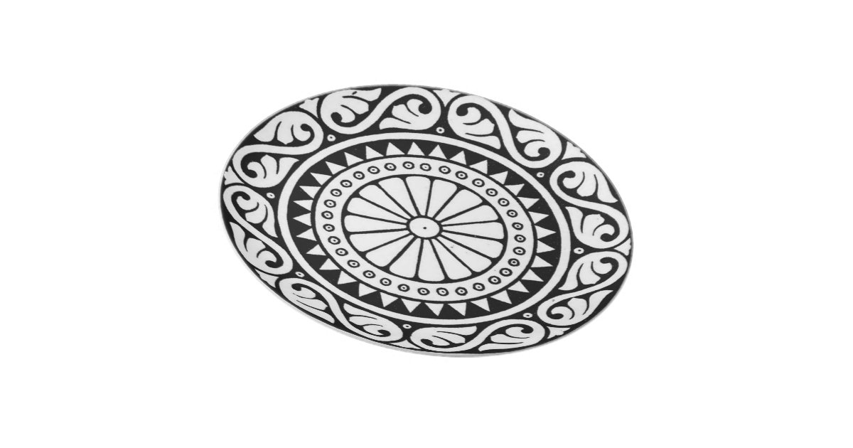 BLACK AND WHITE DECORATIVE PLATE DESIGN Zazzle