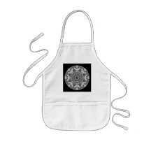 Black and White Decorative Round Pattern. Apron