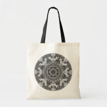 Black and White Decorative Round Pattern. Bag