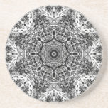 Black and White Decorative Round Pattern. Drink Coaster