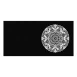Black and White Decorative Round Pattern. Photo Card Template
