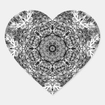 Black and White Decorative Round Pattern. Stickers