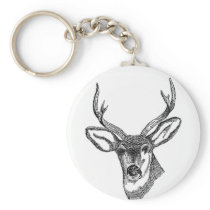 Black and White Deer Key Chain