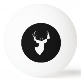 Black and White Deer Silhouette Ping Pong Ball