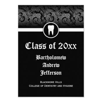Black And White Dental School Graduation 5x7 5x7 Paper Invitation Card by CustomInvites at Zazzle
