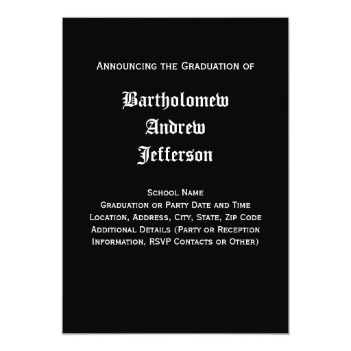 Black and White Dental School Graduation 5x7 Personalized Invites