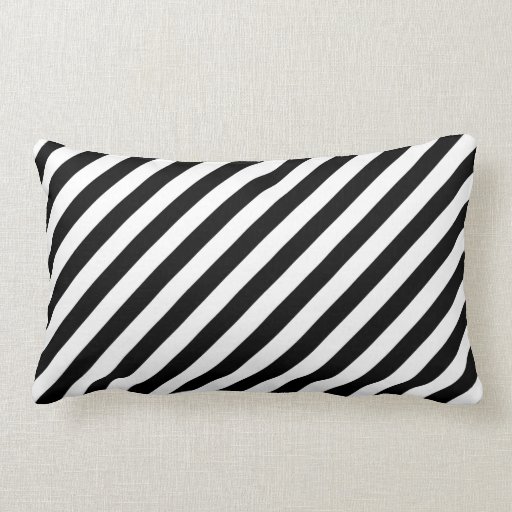 Black and White Diagonal Stripes. Lumbar Pillow Zazzle