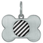 Black and White Diagonal Stripes. pet tags