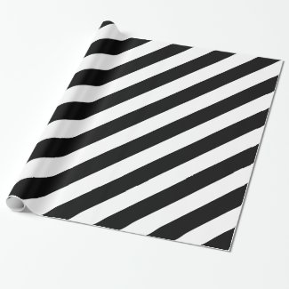 Black and White Diagonal Stripes Gift Wrapping Paper