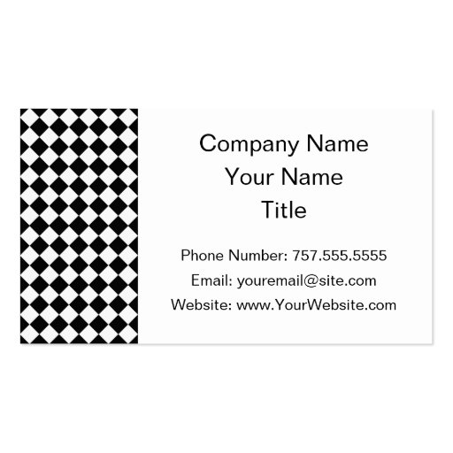 Black And White Diamond-Checkerboard Business Cards (back side)