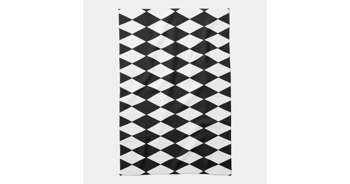Black and White Diamond Harlequin Pattern Hand Towels Zazzle