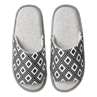 Black and White Diamonds Pair of Open Toe Slippers