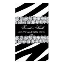 Black and White DiamondZebra Pageant Business Card