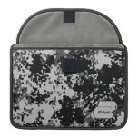 Black and White Digital Camouflage w/ ID Tag Sleeve For Macbook Pro