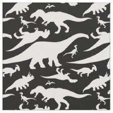 Black and White Dinosaur Pattern Fabric
