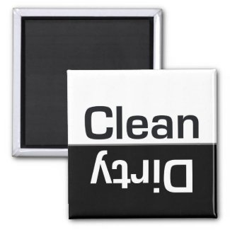 Black and White Dishwasher Clean-Dirty Magnet