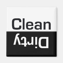 Black and White Dishwasher Clean-Dirty Magnet