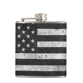 Black and White Distressed American flag Flasks