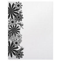 Black And White Dotted Flowers Letterhead