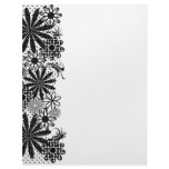 Black And White Dotted Flowers Letterhead