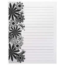 Black And White Dotted Flowers Lined Letterhead