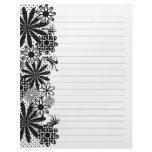 Black And White Dotted Flowers Lined Letterhead