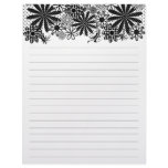 Black And White Dotted Flowers Lined Letterhead