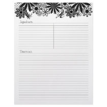 Black And White Dotted Flowers Recipe Letterhead