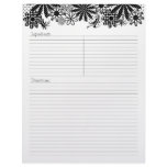 Black And White Dotted Flowers Recipe Letterhead