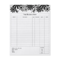 Black And White Dotted Flowers Small Order Form Flyer