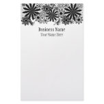 Black And White Dotted Flowers Stationery