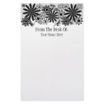 Black And White Dotted Flowers Stationery