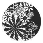 Black And White Dotted Flowers Sticker