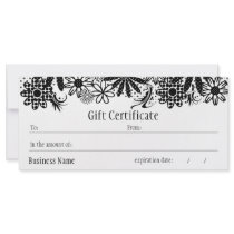 Black And White Dotted Gift Certificate Customized Rack Card