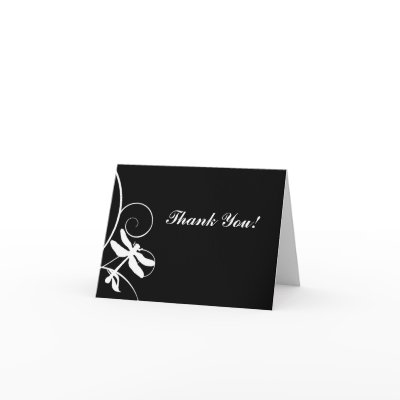 Say Thanks with this attractive and classy Thank You Card that features a black dragonfly and floral pattern. This design is perfect for weddings with white 