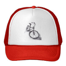 Black and White Drawing Of Bike Trucker Hat