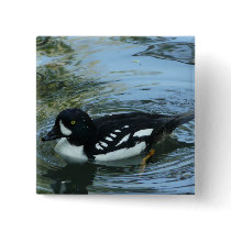 black and white duck pinback button