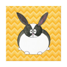 Black and White Dutch Rabbit. Stretched Canvas Print