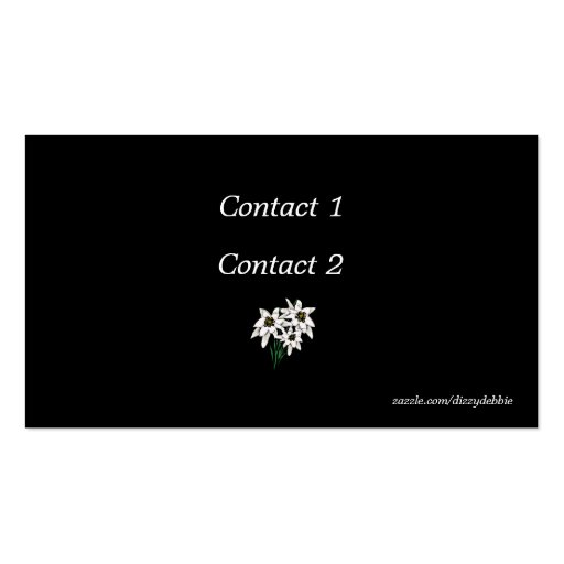 Black and White Edelweiss Mommy Card Business Card Template (back side)